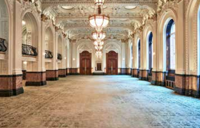 Grand Ballroom at Grand Hotel Birmingham with high ceilings, ideal for upscale events.