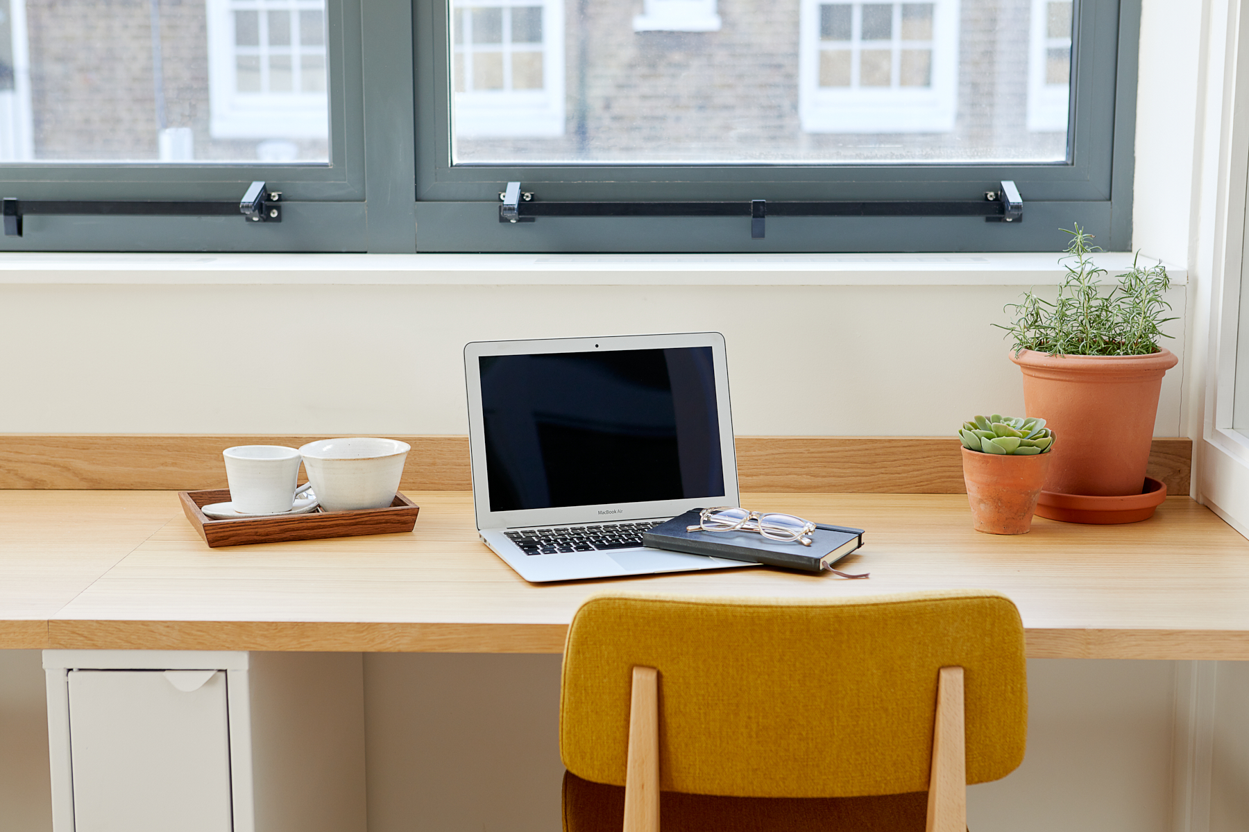 Minimalist workspace in The Library, ideal for meetings and events planning.
