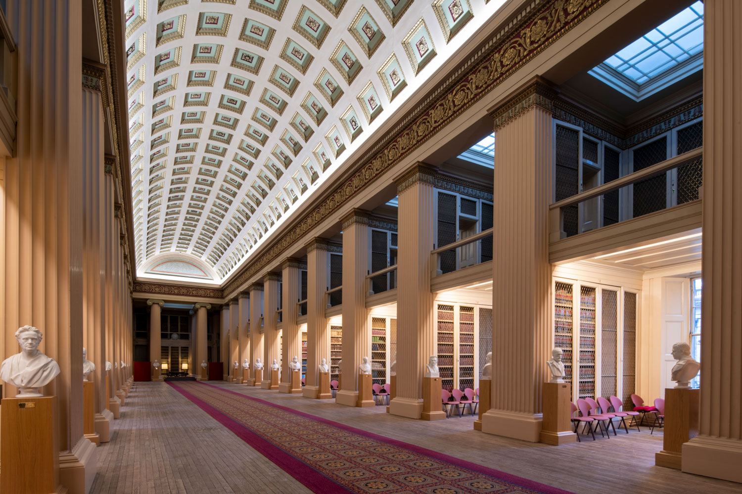 Elegant Playfair Library Hall with high ceilings, perfect for upscale events and meetings.
