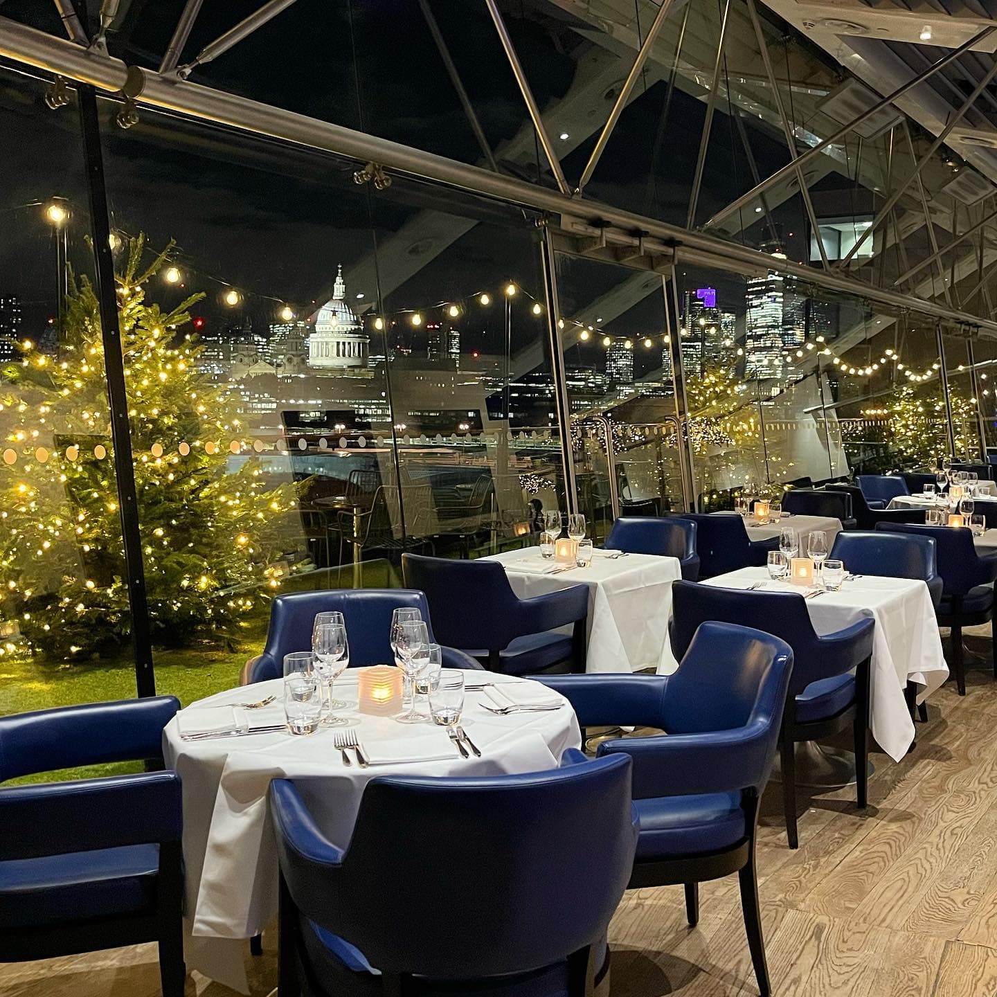 Oxo Tower restaurant, city views, corporate dinner, holiday party