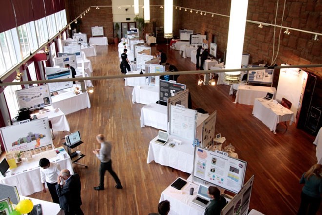 South Hall Complex exhibition venue with booths, ideal for networking events.