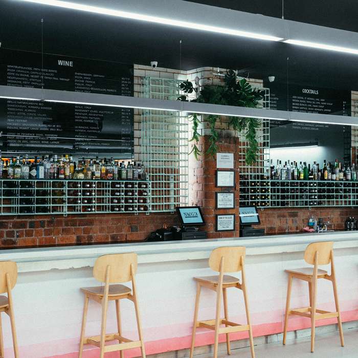 Sleek Acid Bar at SWG3, perfect for events with modern design and efficient service.