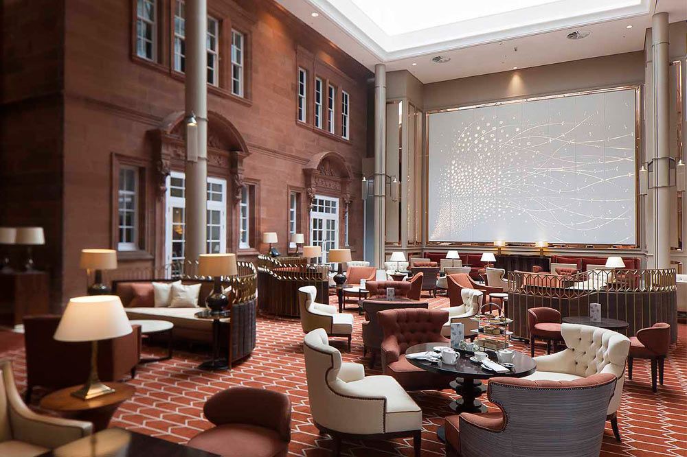 Peacock Alley lounge at Waldorf Astoria Edinburgh, ideal for networking events and meetings.