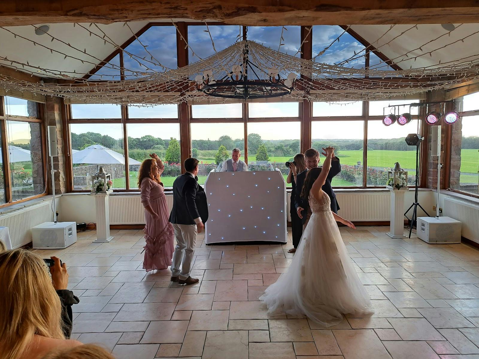 Wedding venue at Beeston Manor with large windows, ideal for receptions and celebrations.