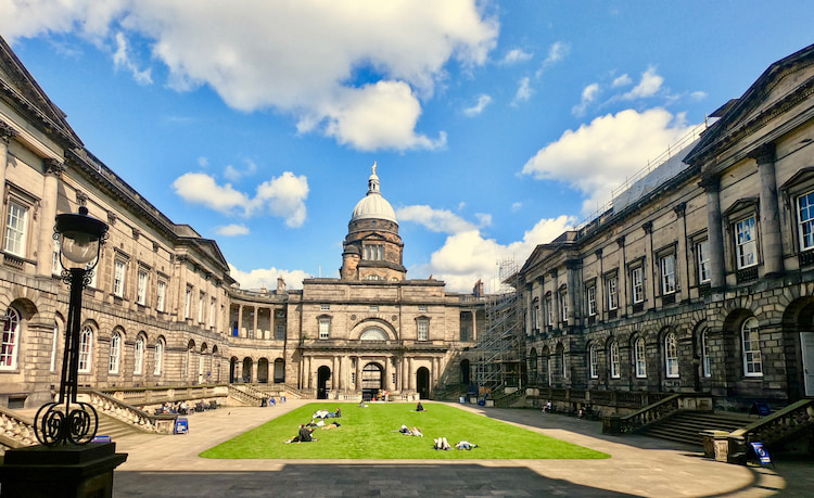 Central Campus courtyard at The University of Edinburgh, ideal for networking events and receptions.