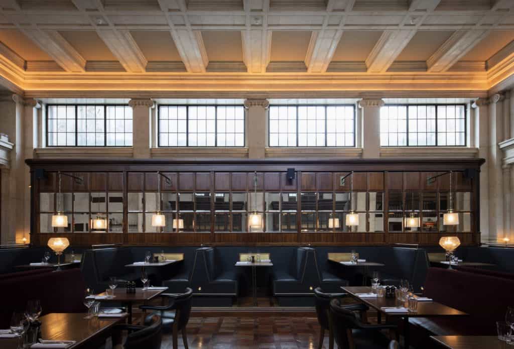 Sophisticated dining space in Hawksmoor Edinburgh, ideal for corporate events and networking.