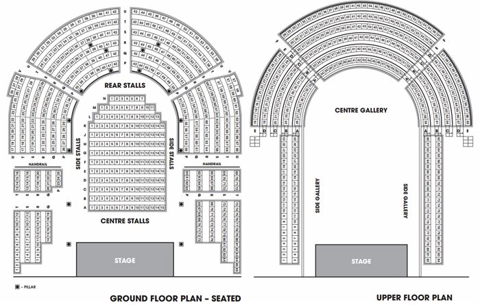Ground floor seating layout at The Queen's Hall for optimal event experience.