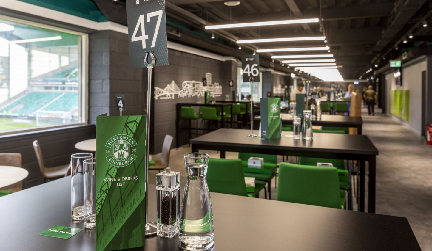Modern Hospitality Suites at Hibernian FC, perfect for corporate meetings and events.