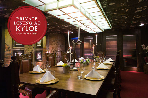 Private dining room at Kyloe Restaurant, elegant setting for corporate dinners and events.
