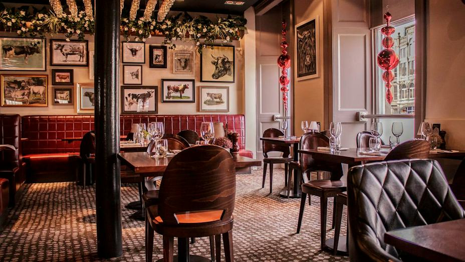 Private dining room at Kyloe Steak Restaurant, elegant decor for intimate events.