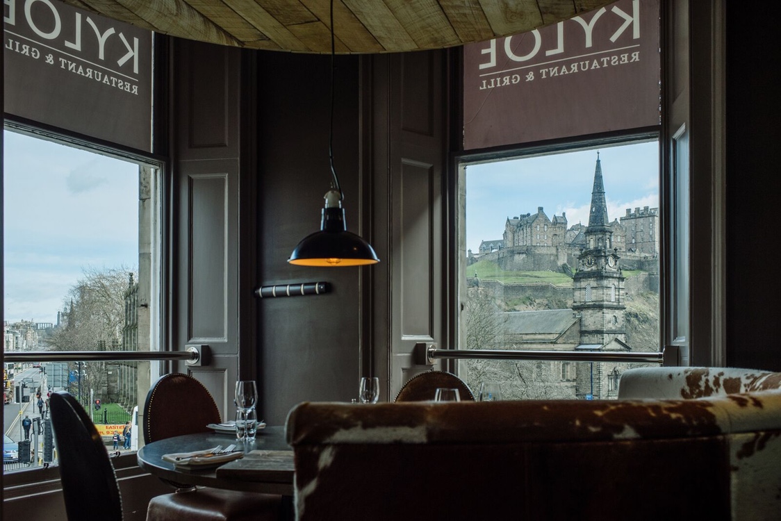 Private dining room with large windows at Kyloe Gourmet Steak Restaurant, ideal for events.
