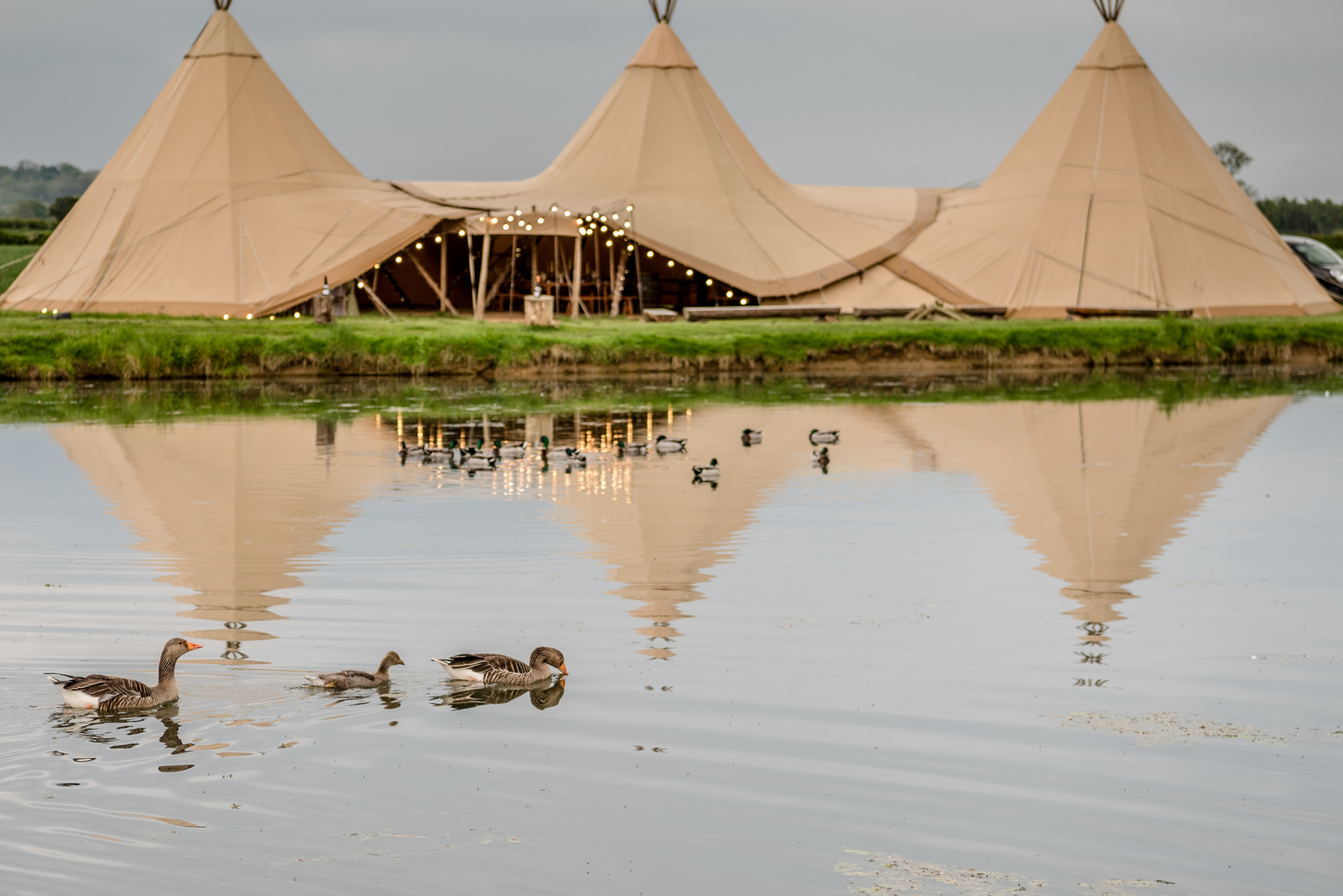 Tipi event space at Low Osgoodby Grange, perfect for weddings and retreats.