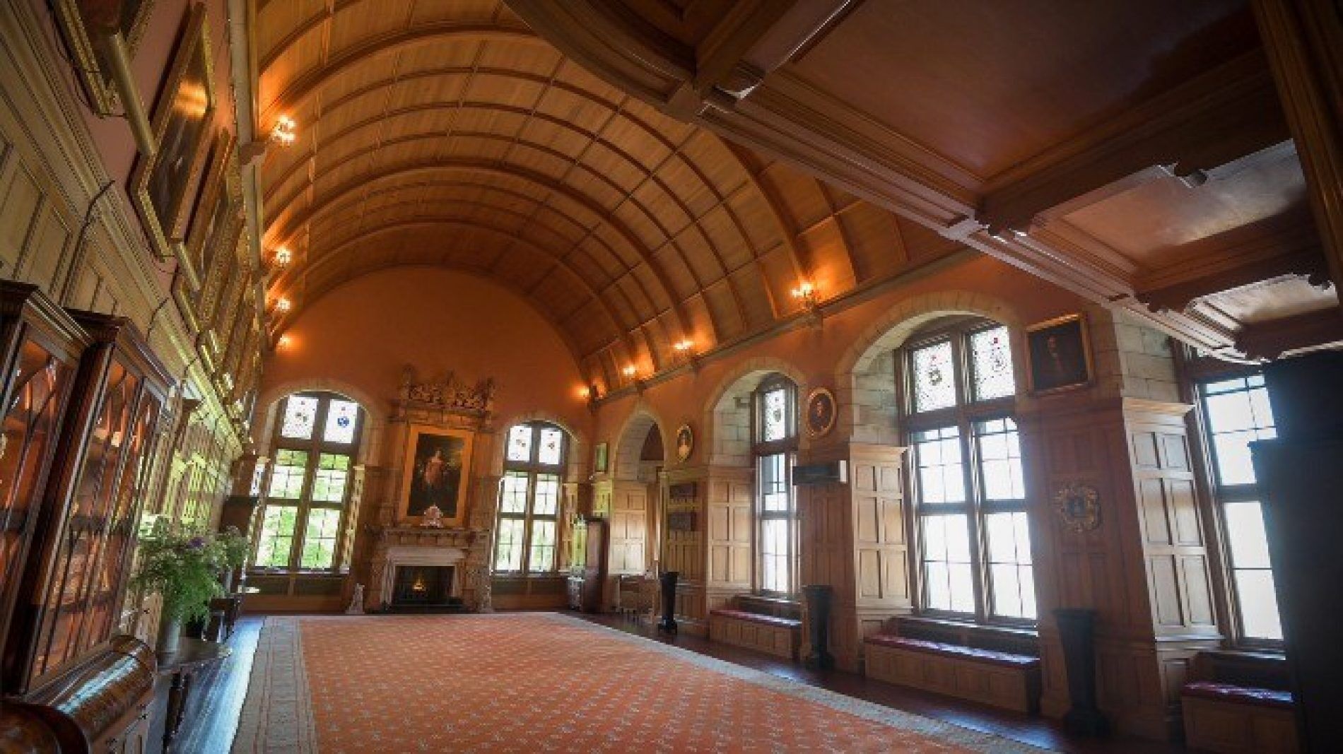 Grand Banqueting Hall in Barnbougle Castle, elegant venue for formal gatherings and events.