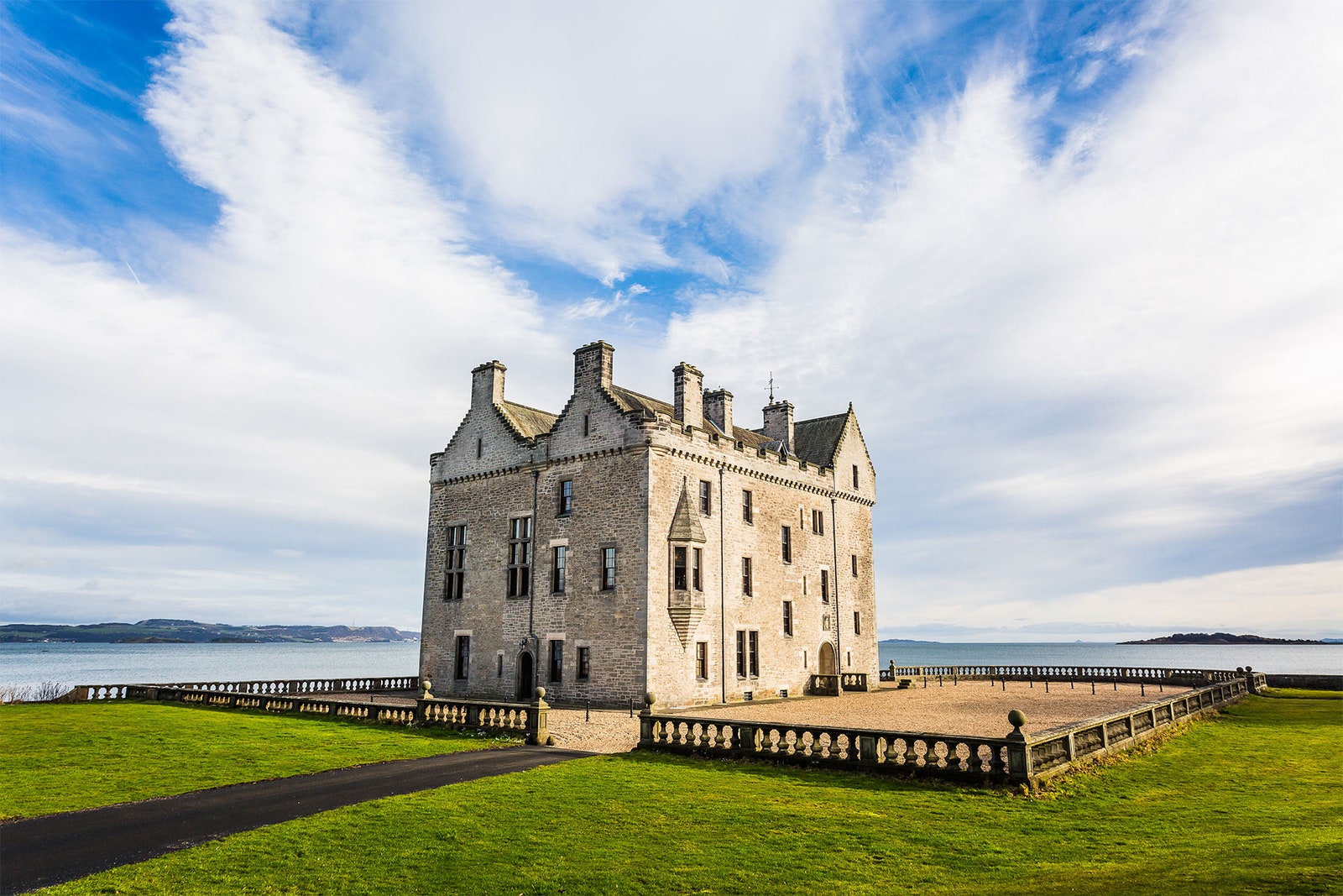 Terrace at Barnbougle Castle, historic venue for unique events and meetings.