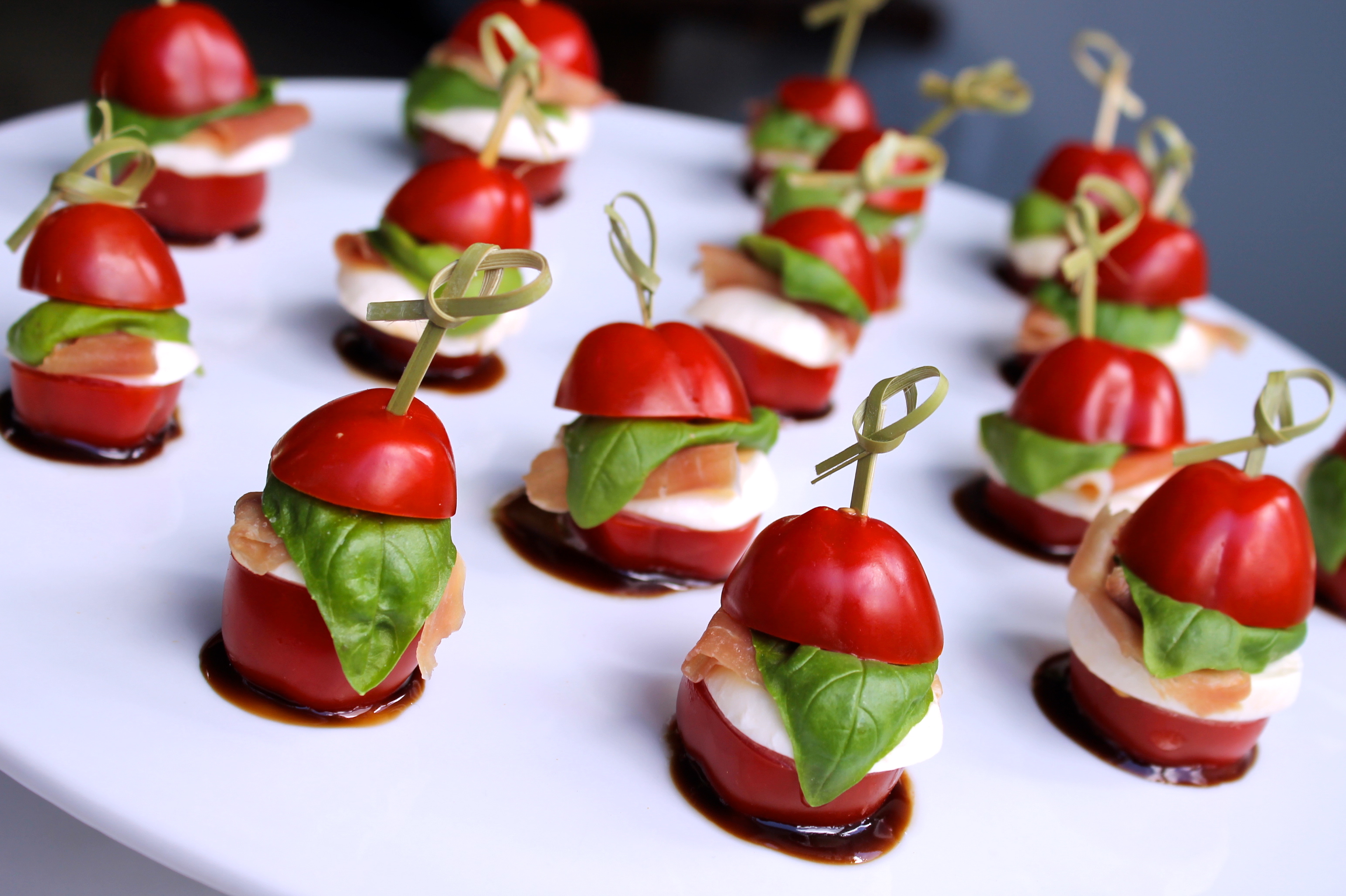 Elegant gourmet appetizers in Madison Room, Avenue Banqueting for upscale events.