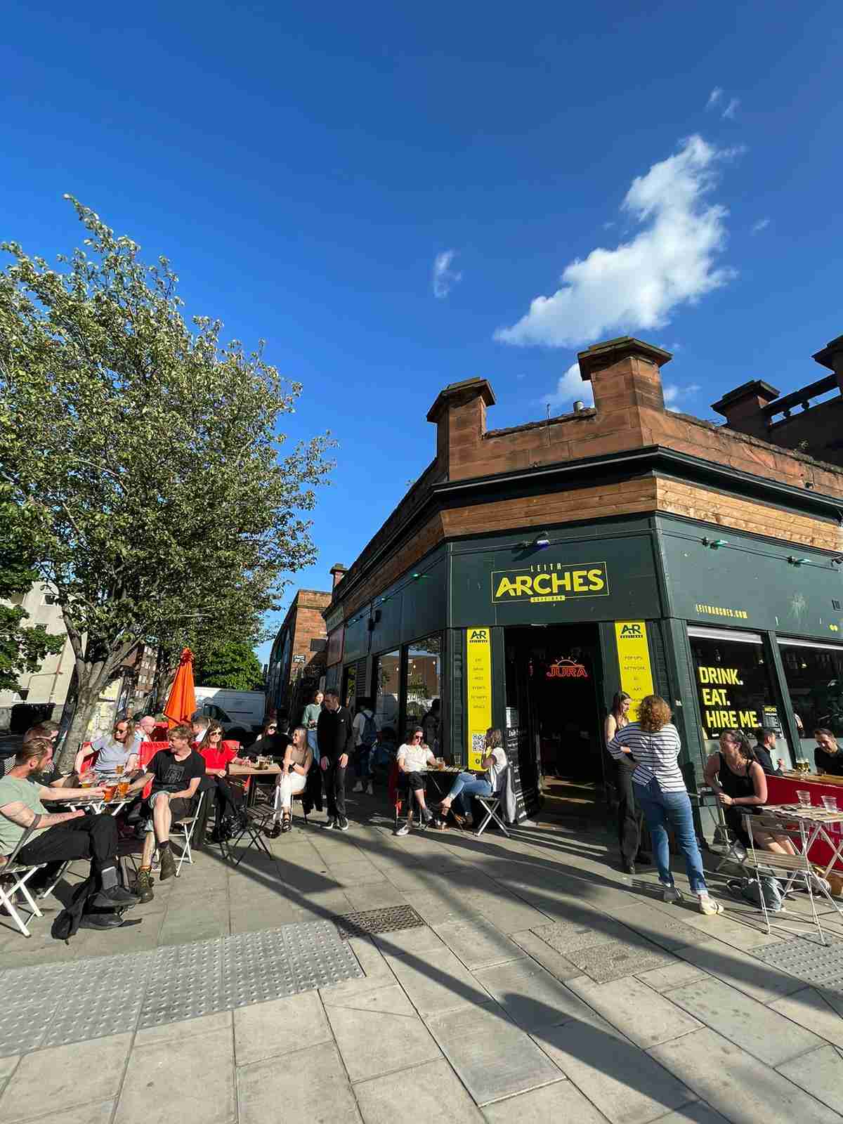 Vibrant outdoor venue in Leith Arches for casual gatherings and networking events.