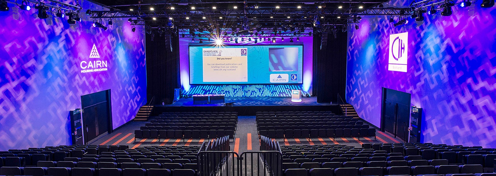 Lomond Auditorium with tiered seating, perfect for impactful conferences and presentations.
