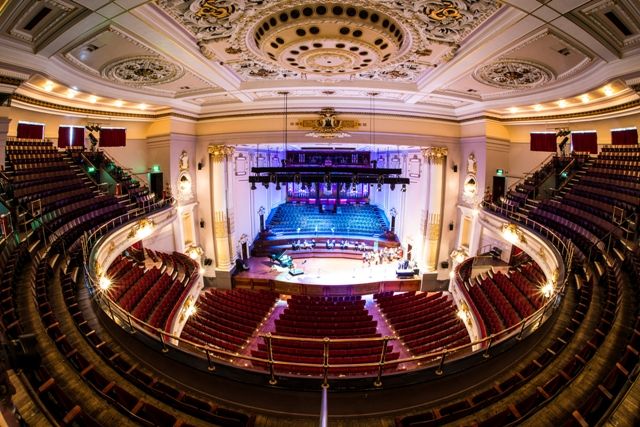 Usher Hall auditorium with tiered seating, ideal for concerts and gala events.