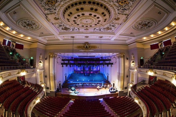 Elegant Usher Hall auditorium with ornate ceiling, ideal for events and conferences.