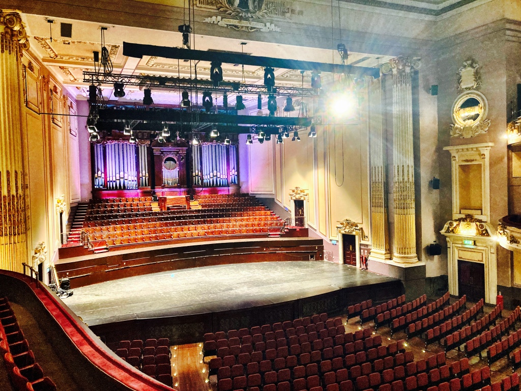 Usher Hall auditorium with tiered seating, ideal for concerts and conferences.
