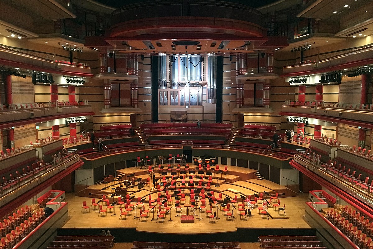 Symphony Hall concert venue with tiered seating, ideal for music and corporate events.