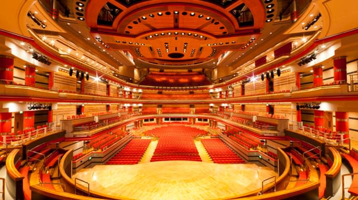 Symphony Hall auditorium with tiered seating, ideal for events and performances.