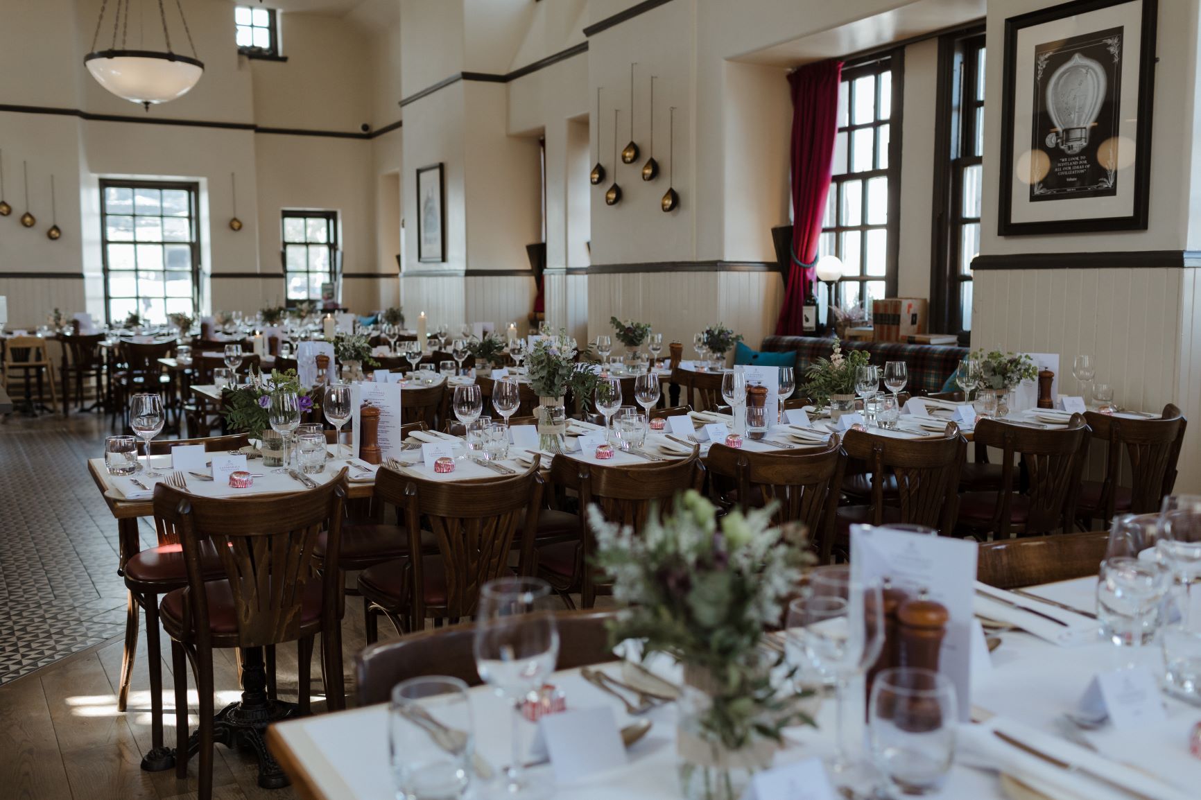 Elegant private dining room at Cannonball, perfect for corporate events and celebrations.