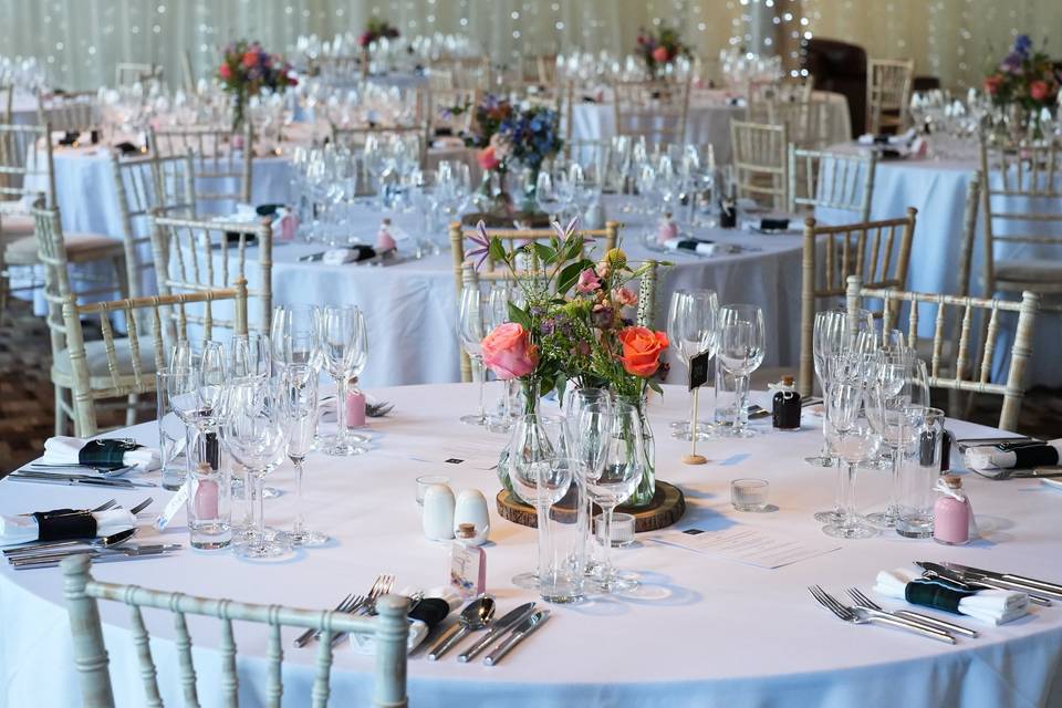 Elegant banquet hall at The Cellars in Eskmills, perfect for weddings and corporate events.