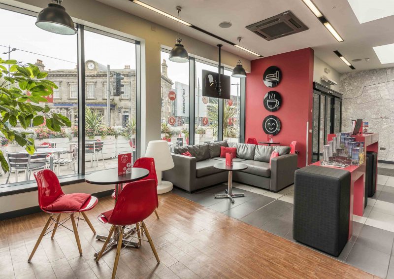 Modern lounge at Hub Cafe & Bar, ideal for networking events and informal meetings.