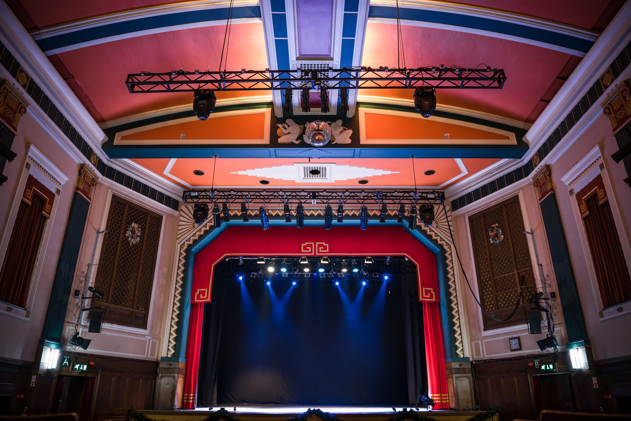 Studio Theatre at Carnegie Hall, ornate ceiling, ideal for conferences and performances.