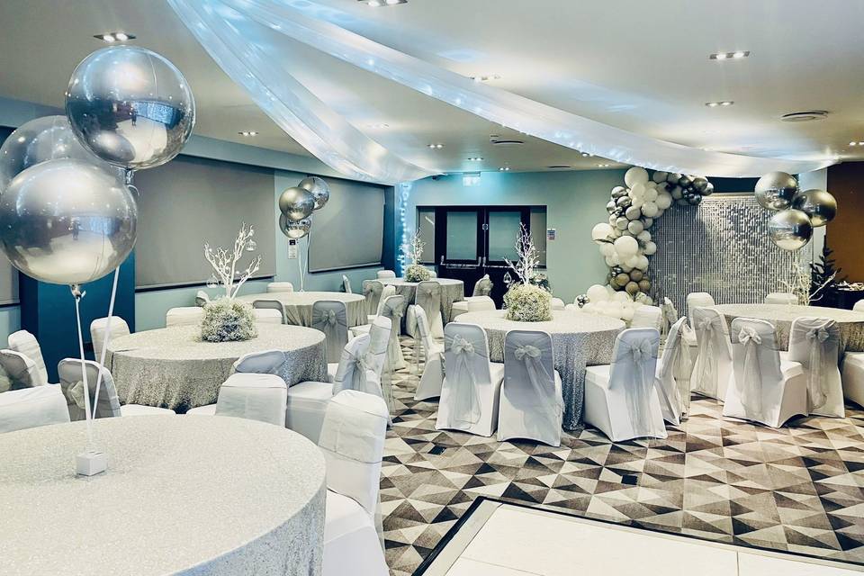 Elegant event space at Village Hotel Bury, perfect for weddings and corporate gatherings.