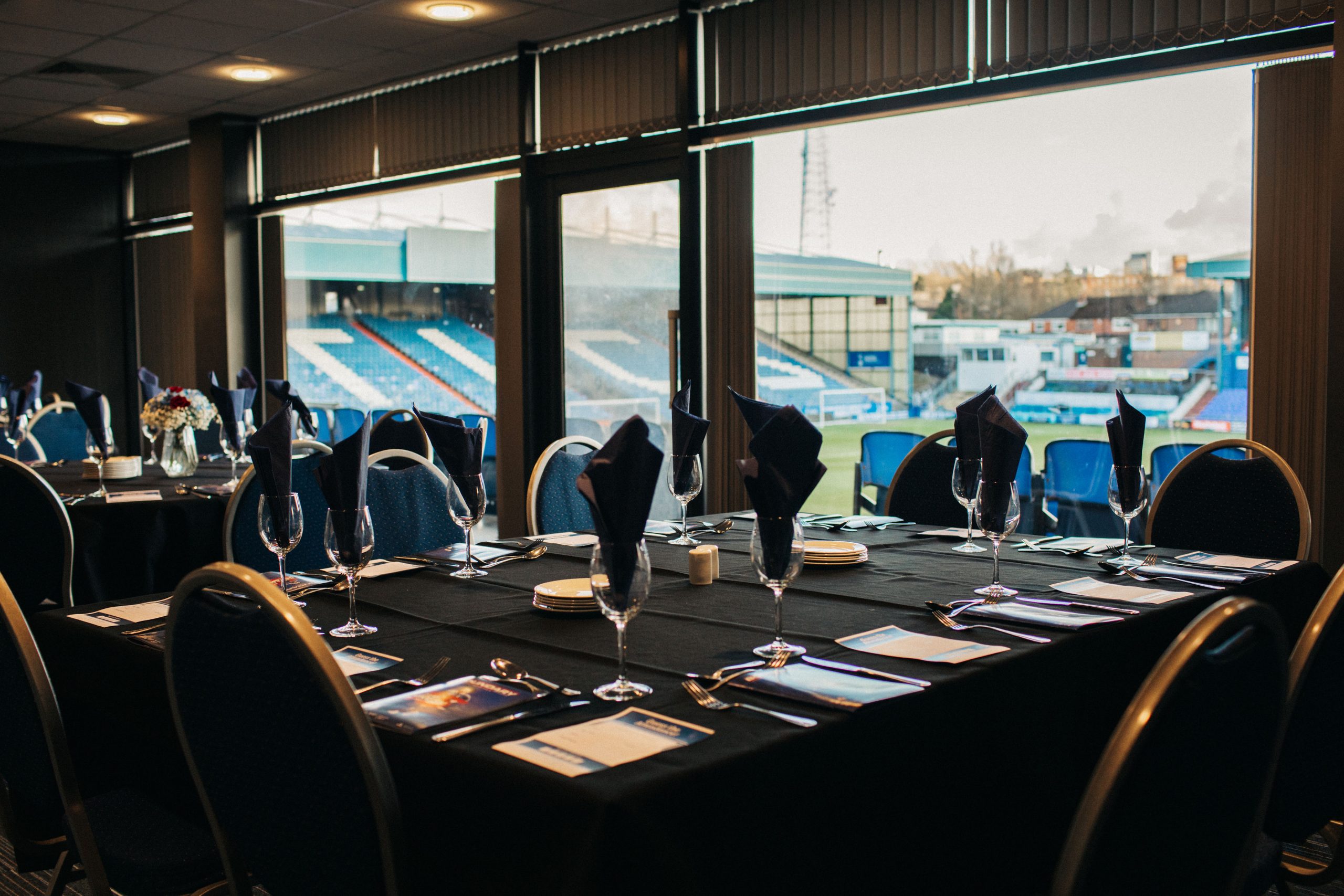 Elegant event space in Oldham with stadium view, perfect for corporate meetings and celebrations.