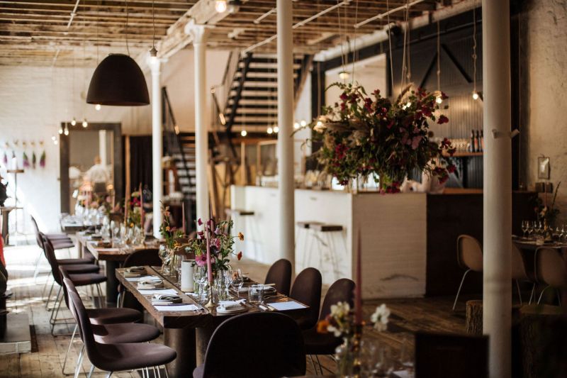Elegant event space at The Shed, perfect for intimate gatherings and upscale dinners.