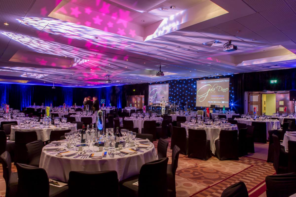 Elegant banquet hall at Kassam Stadium, perfect for corporate events and galas.