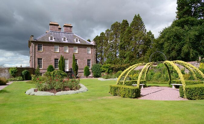 House of Dun gazebo in landscaped garden, perfect for outdoor events and receptions.