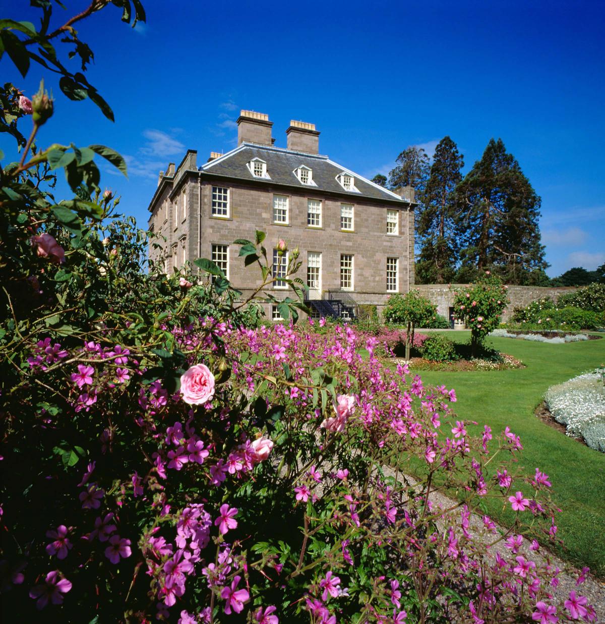 House of Dun venue with historic building and vibrant gardens for outdoor events.