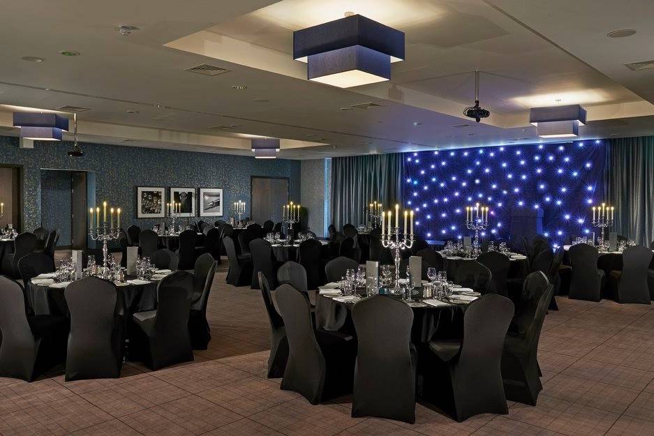 Elegant event space in Village Hotel Edinburgh, perfect for corporate dinners and weddings.
