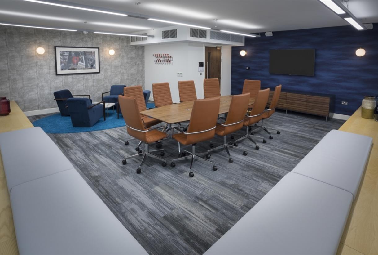 Modern conference room in Etc.venues Manchester, ideal for corporate events and meetings.