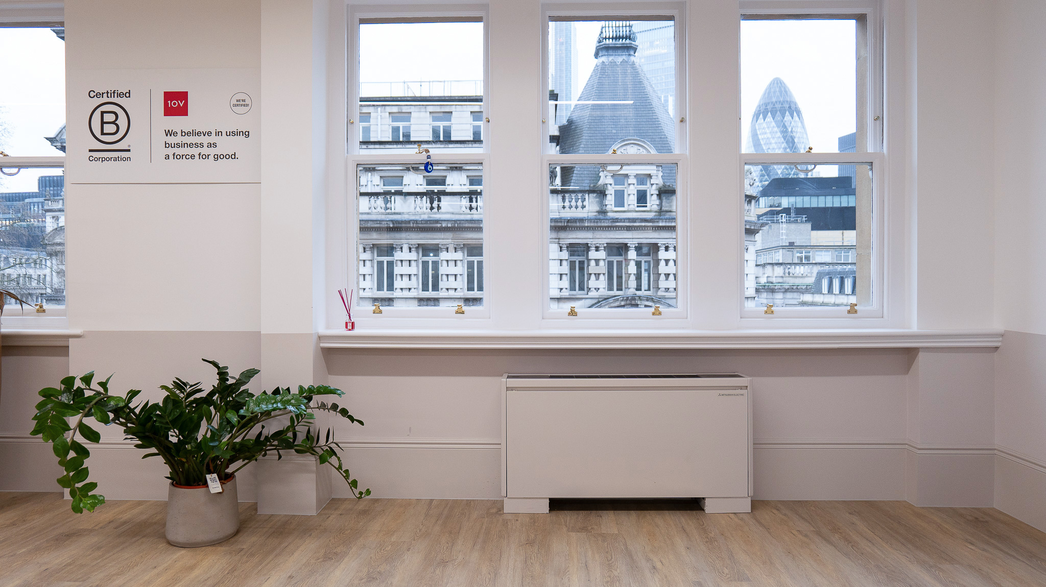 Bright training room with city views, perfect for professional events and meetings.