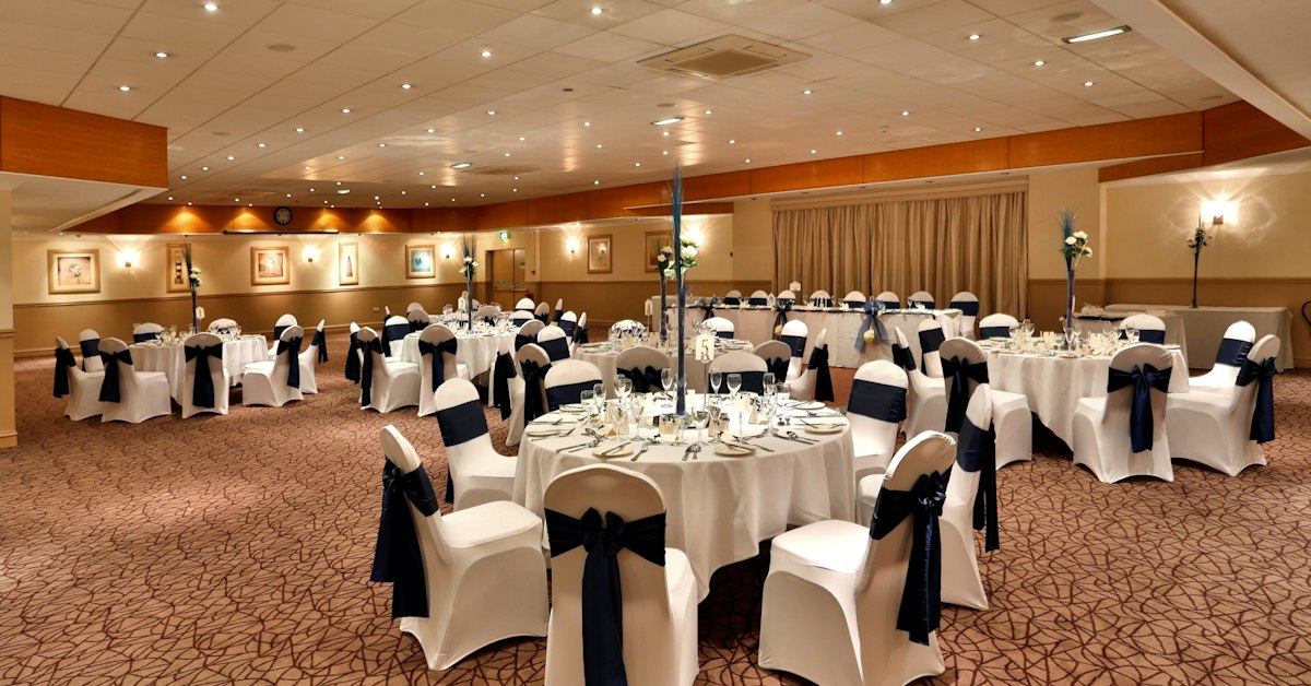 Elegant banquet hall in Barrington Suite, Cresta Court Hotel for weddings and corporate events.