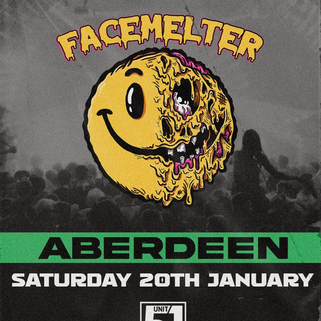 Vibrant promotional graphic with smiley face for concert or festival event.