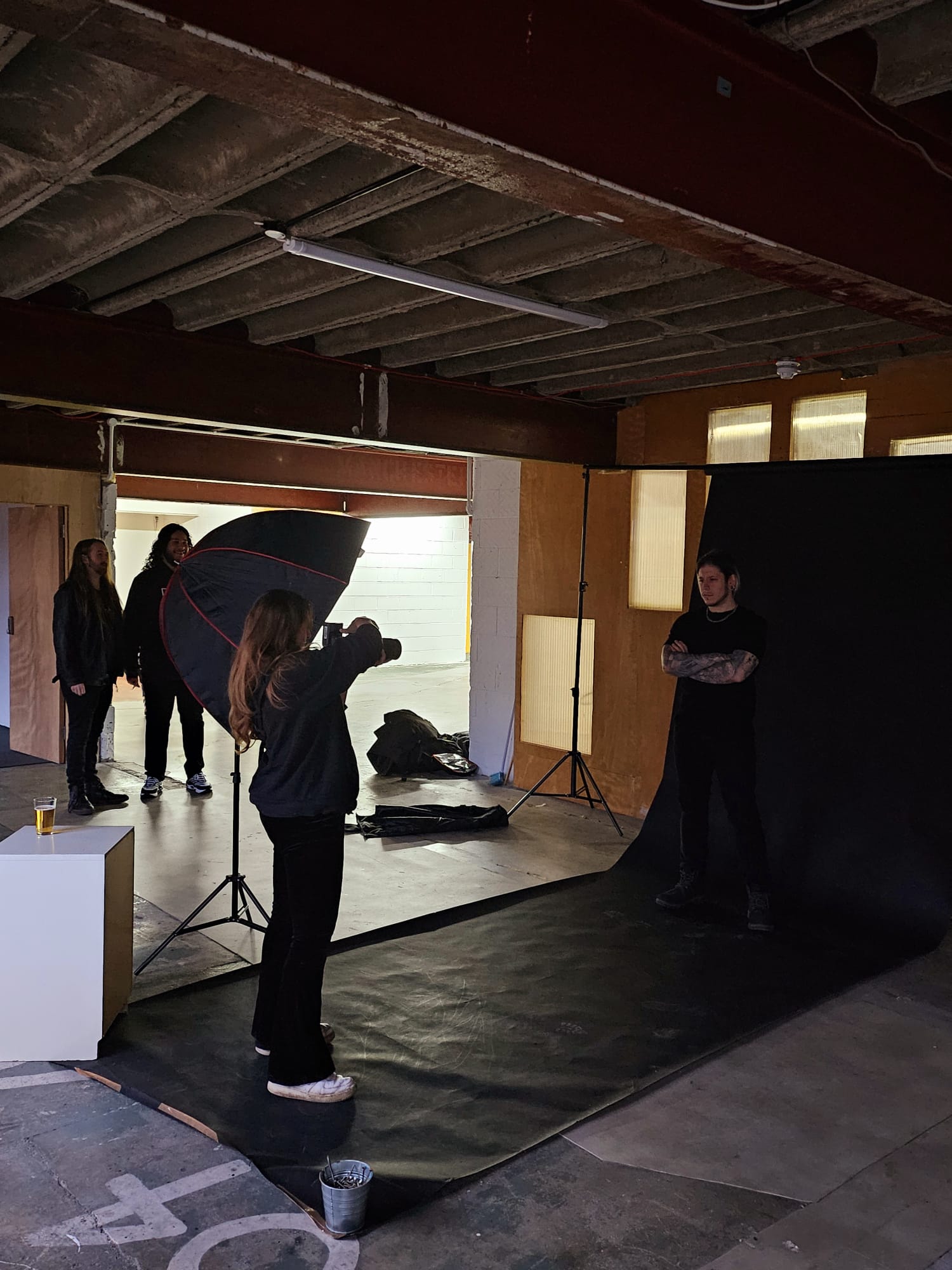Dynamic photo shoot setup at Warehouse Studio, Catford Mews for event marketing.