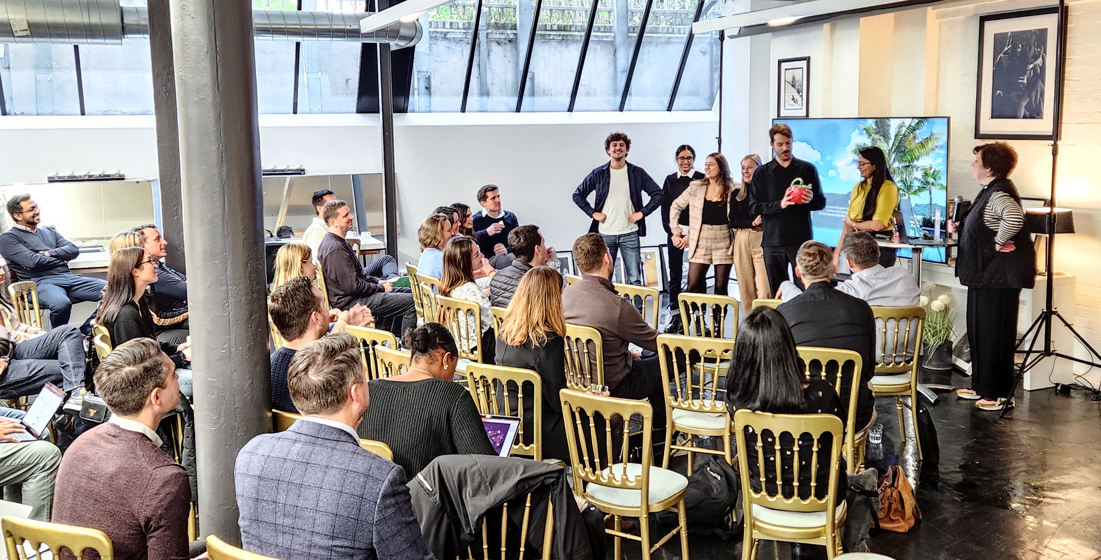 Lumiere Underwood event: bright, airy studio, networking, product launch.