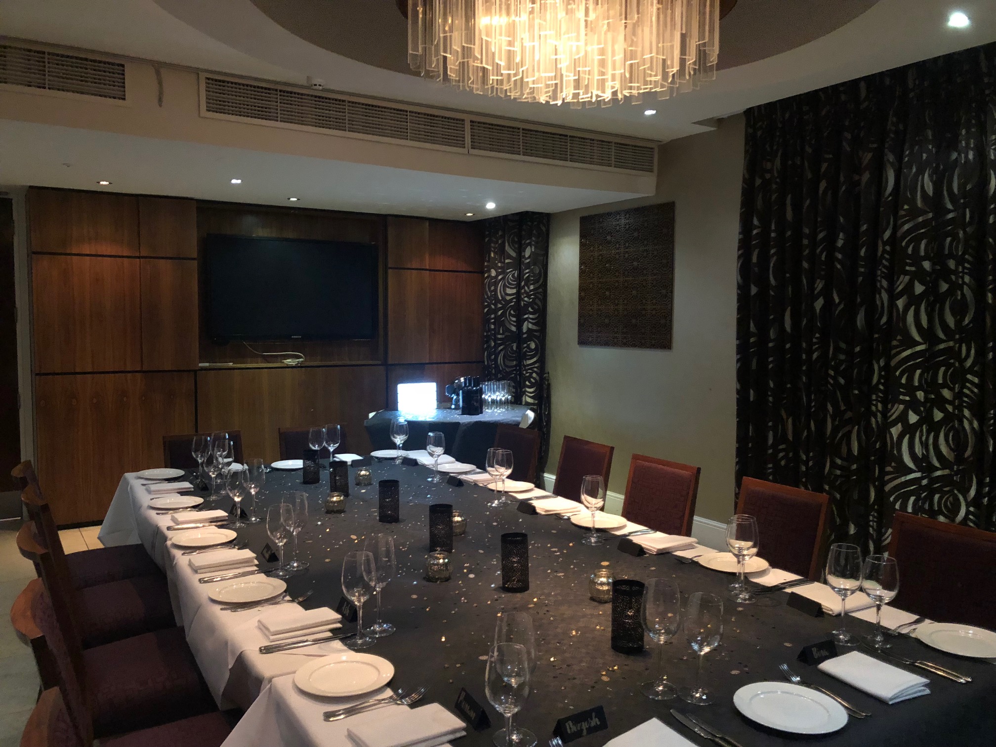Elegant Bombay Palace meeting space for intimate dinners and corporate events.