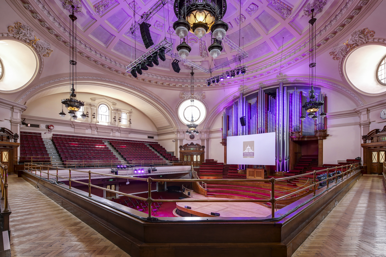 Great Hall Westminster with tiered seating, ideal for conferences and performances.