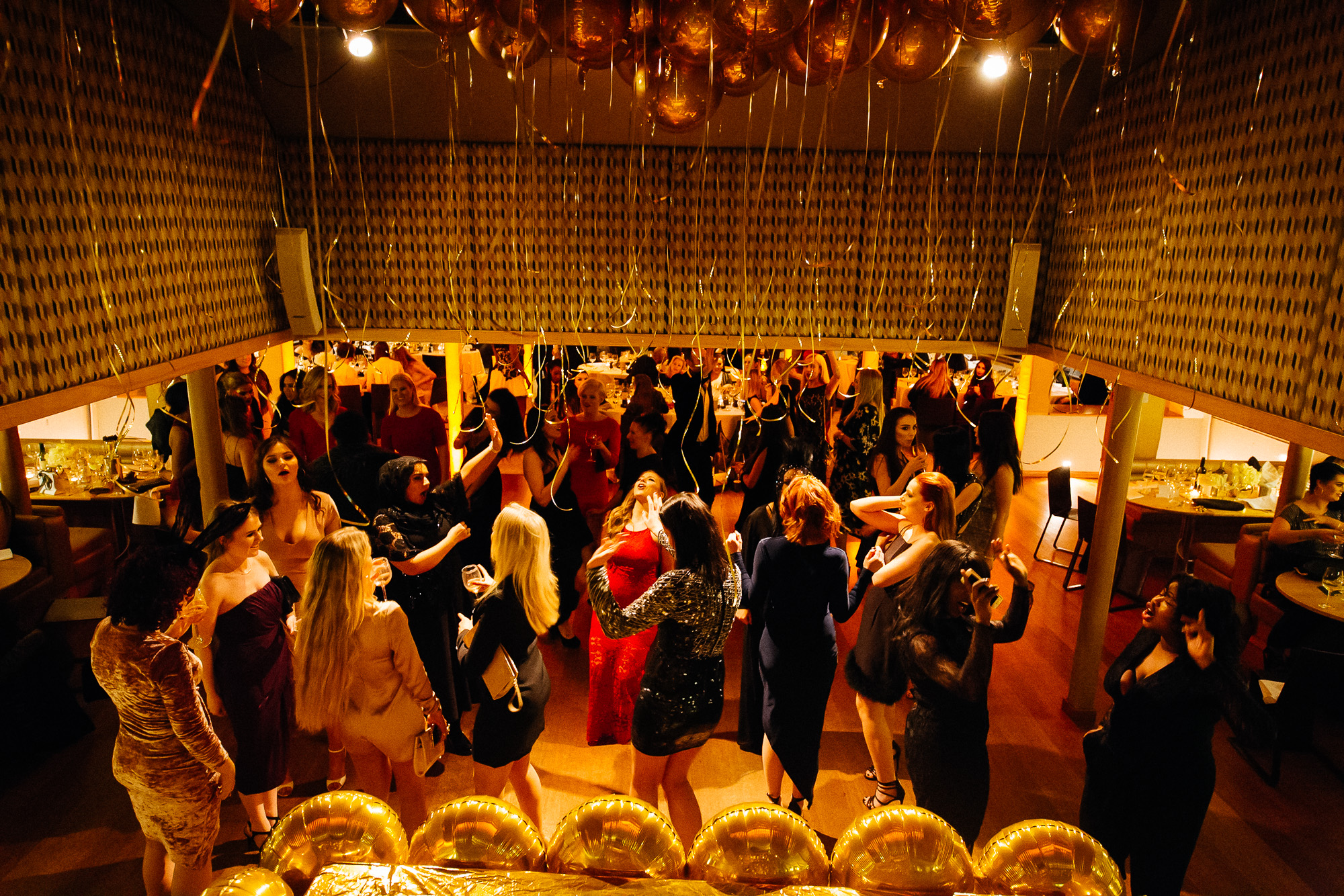 Silver Sturgeon event space with elegant decor for a lively celebration and networking.