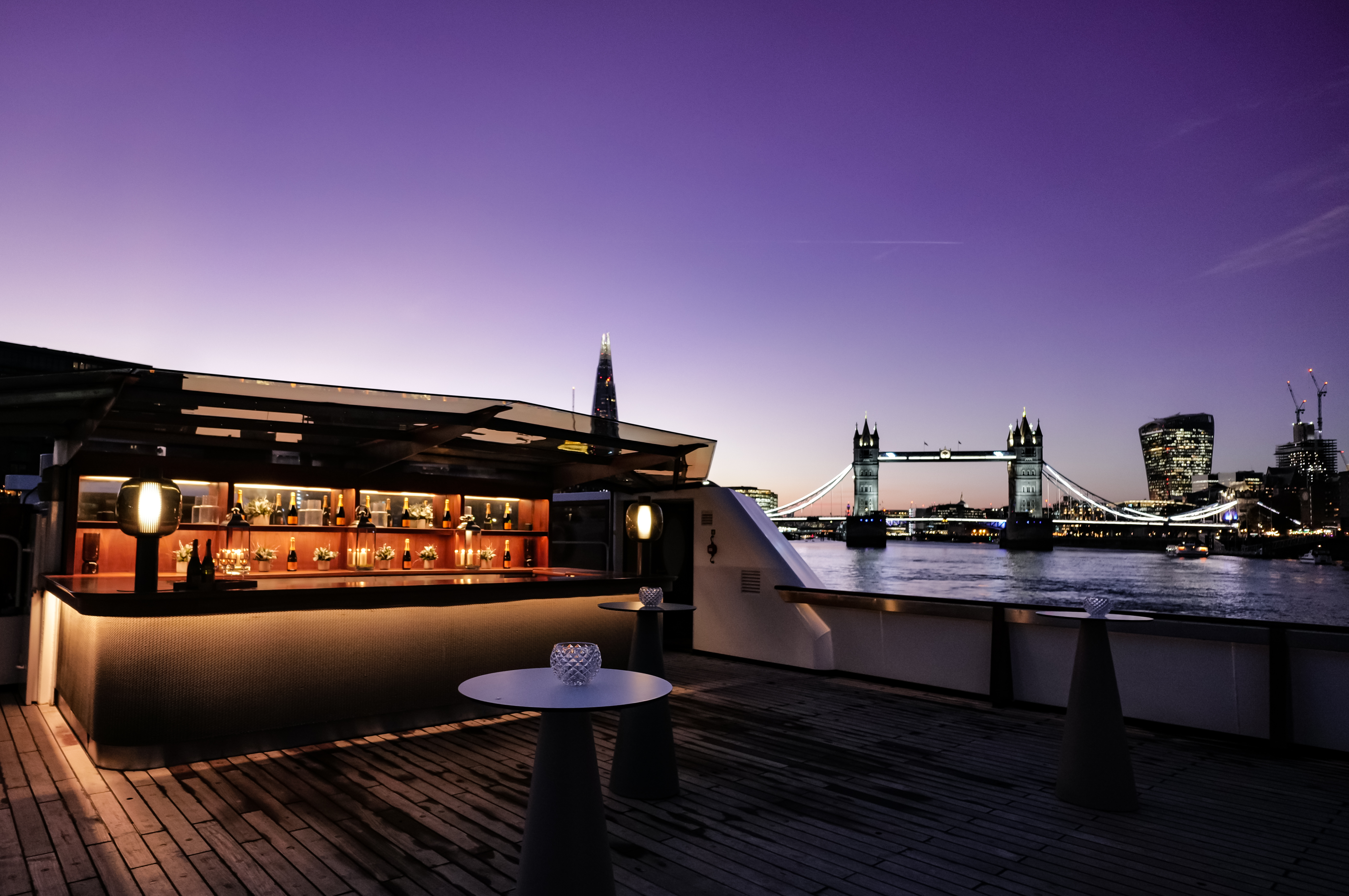 Silver Sturgeon rooftop bar with panoramic views, ideal for upscale events and cocktail parties.