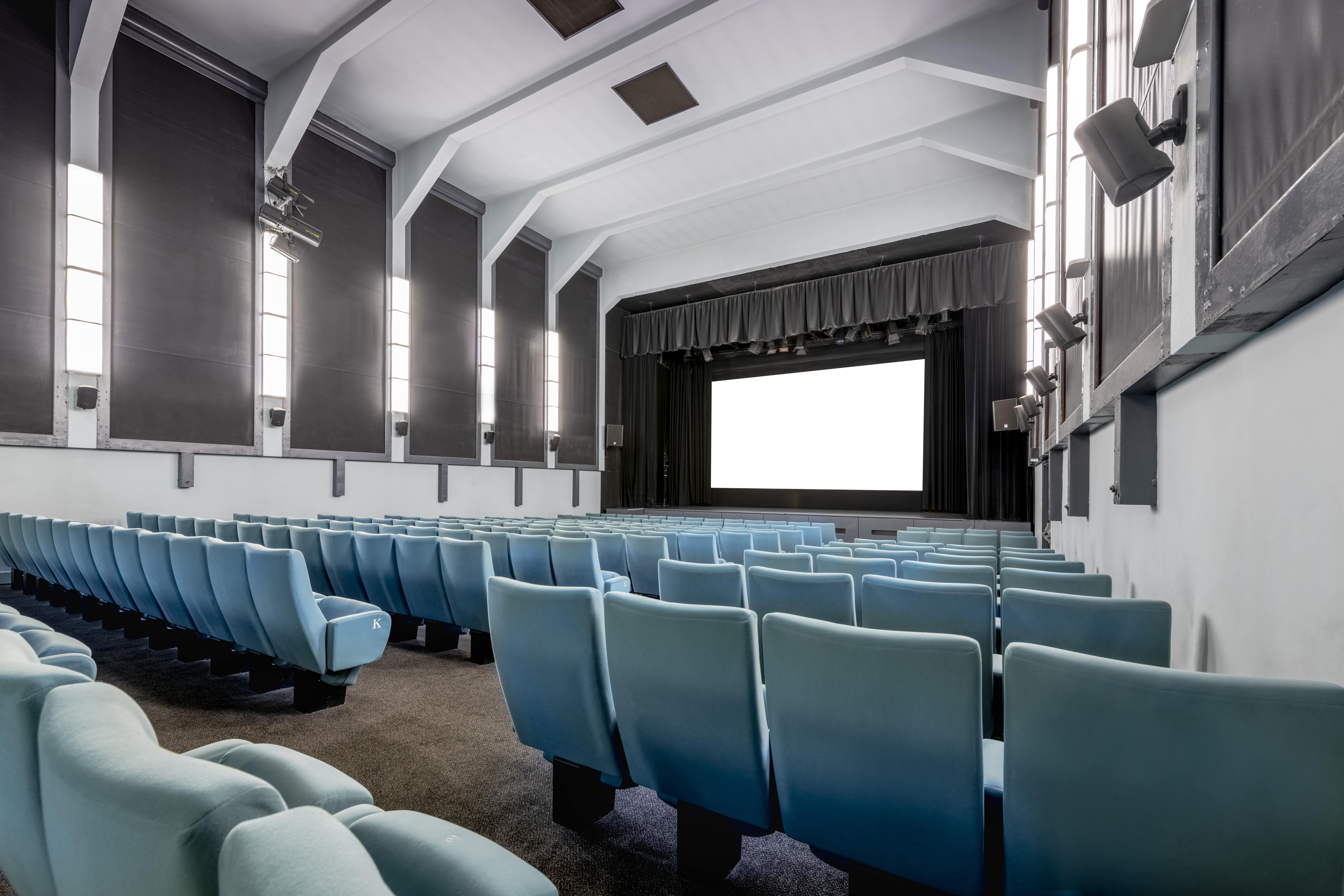 Ciné Lumière event venue with tiered seating, ideal for presentations and screenings.
