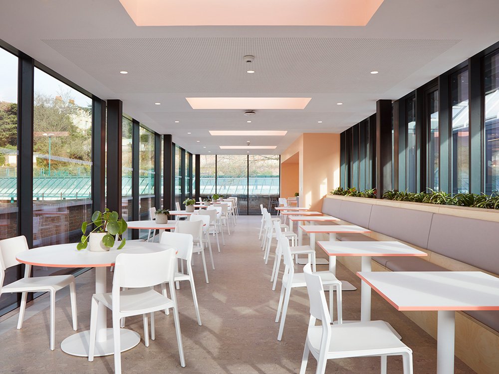 Modern event space at UCS Venues with natural light, ideal for meetings and networking.