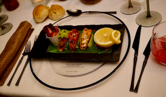 Gourmet tacos on slate at Half Venue, Dockside Vaults for upscale corporate events.